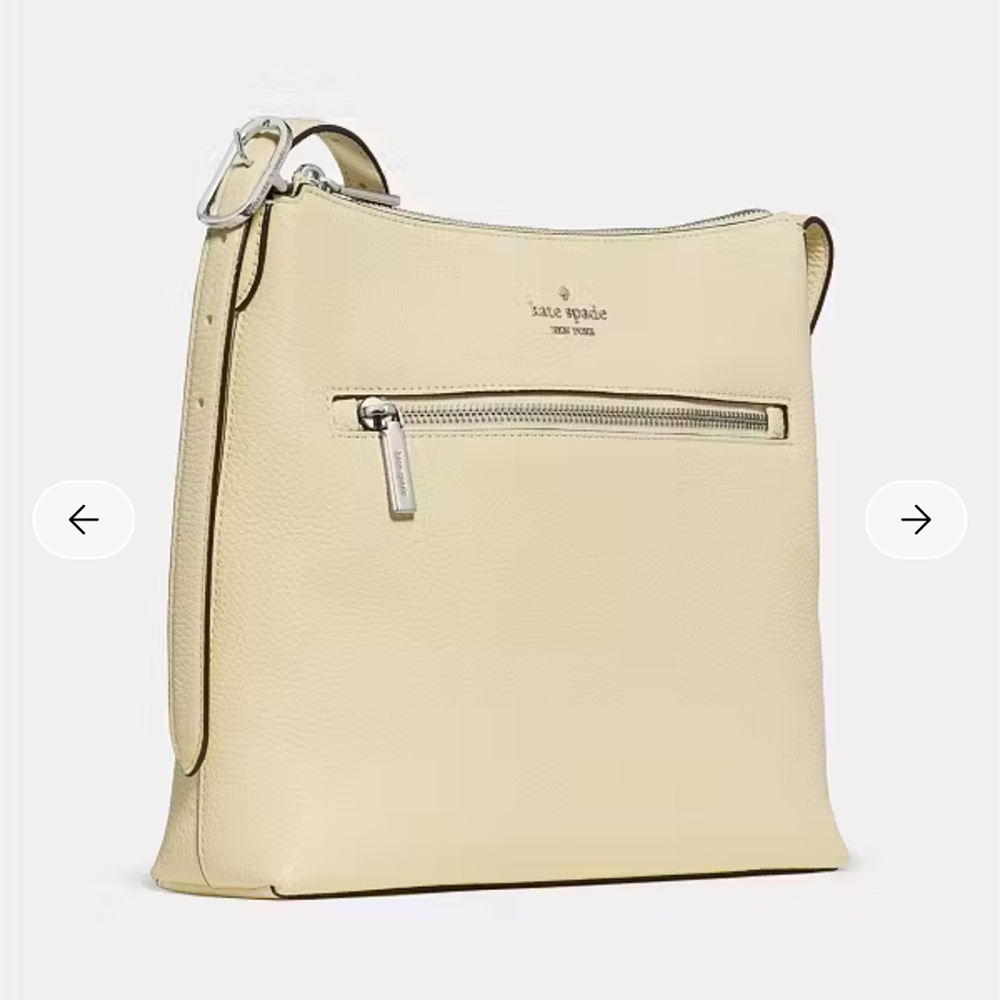 New Kate Spade Pale Yellow  Pebbled Leather Crossbody Bag. Never used - Picture 2 of 5